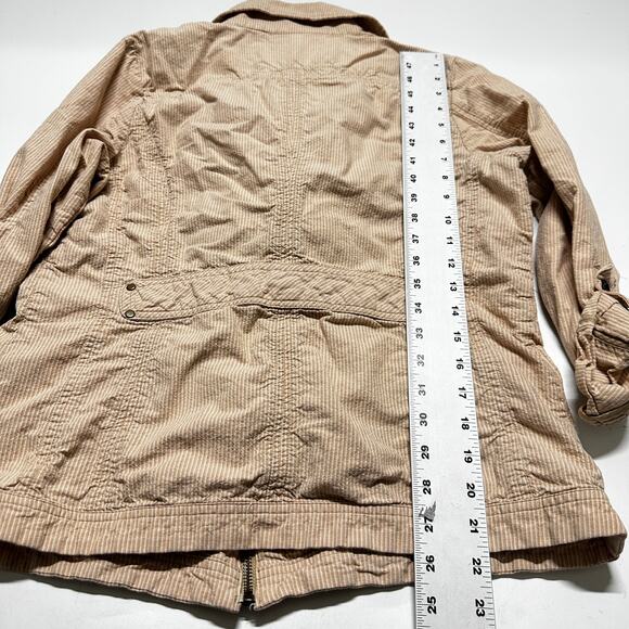 Coldwater Creek Jacket Size 8 Orange Peach Striped Lightweight Full Zip Utility - Picture 5 of 9